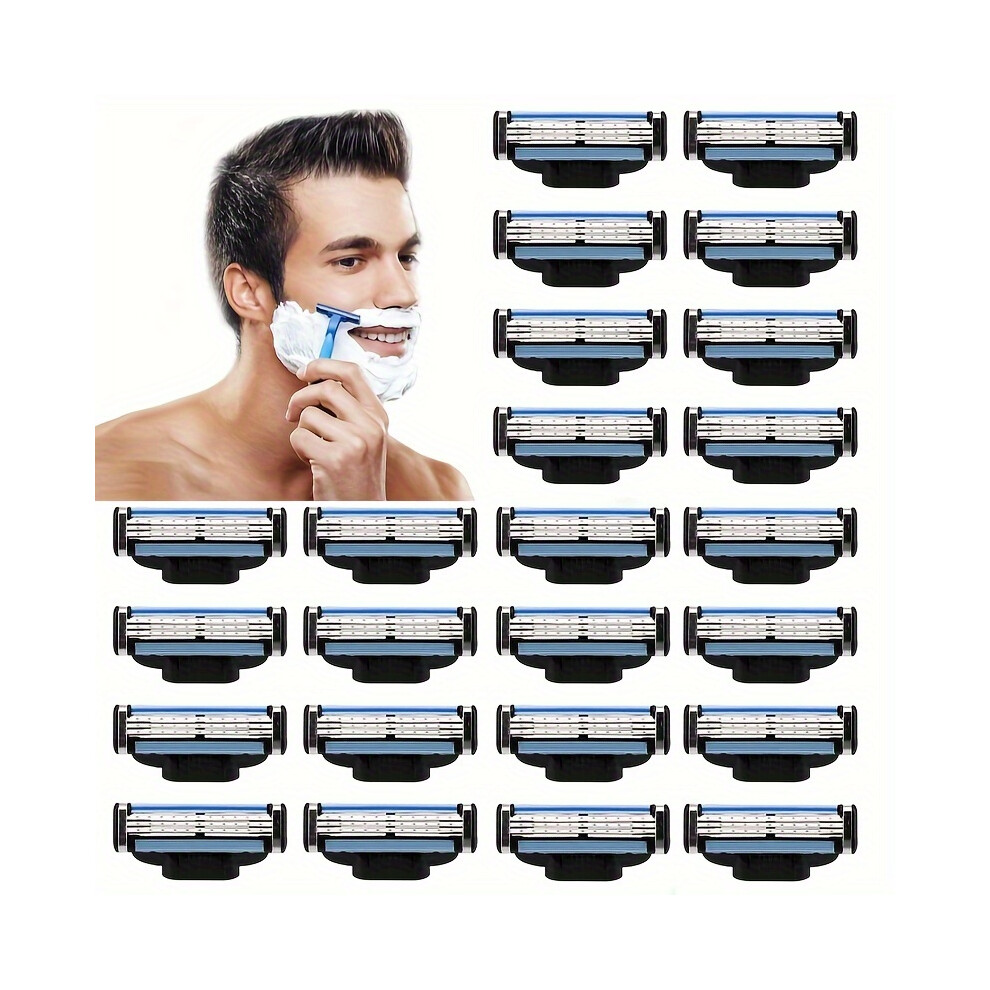 (Razor Blades, 24pcs) 24 Pieces Replacement Razor Blades, Compatible With Mach 3 For Men Father Boyfriend Daily Comfortable Shave-image-OPC-PF2ZDVK-NEW
