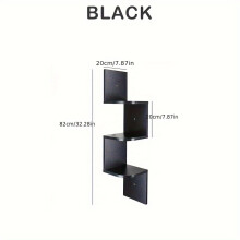 (Black, 3 Layer) 3/5 Tier Floating Wall Shelves Corner Shelf Storage Wood Display Bookcase Decor Black Home Room
