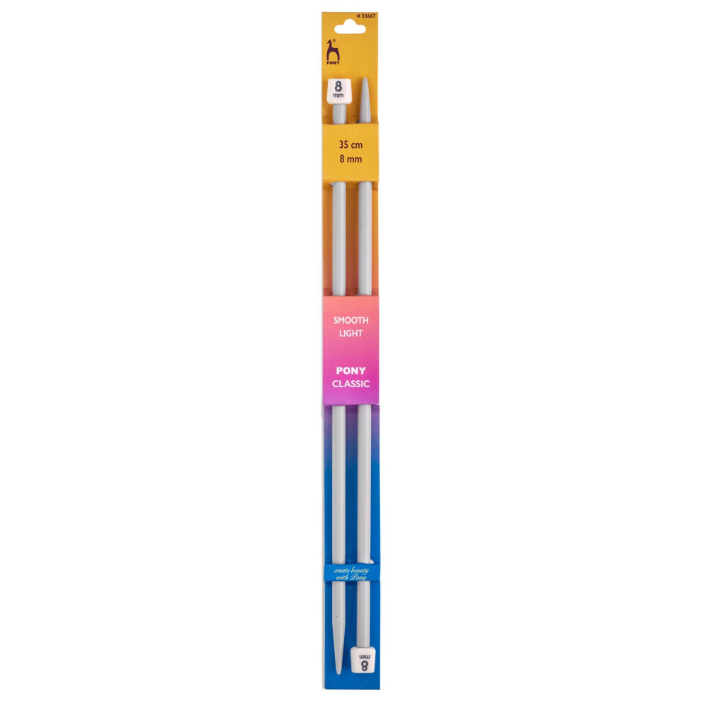 Prym Pony Classic Knobbed Knitting Pins Needles 8Mm X 35Cm