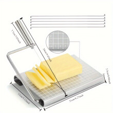(Slicer - Manual) Premium Stainless Steel Cheese Slicer - Manual, Adjustable Thickness For Perfect Slices, Ideal For Cheese & Ham, Essential Kitchen Gadget