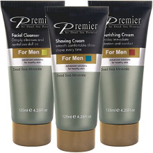 Set de Regalo de Cuidado de la Piel para Hombre Premier Dead Sea, 3-Pack: Crema Nutritiva, Crema de Afeitar, Limpiador Facial