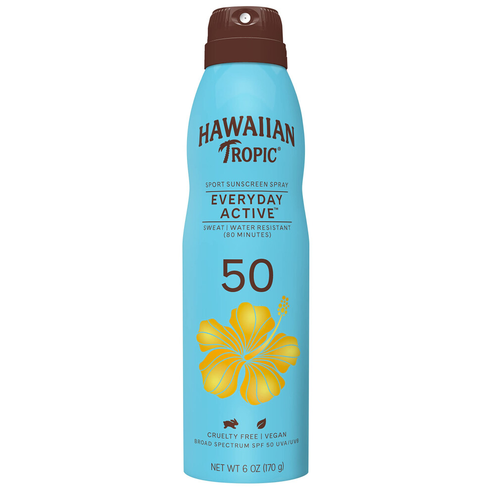 Hawaiian Tropic Everyday Active clear Spray Sunscreen SPF 50, 6oz  Hawaiian Tropic Sunscreen SPF 50, Sunblock, Oxybenzone Free Sunscreen, Spray On Sun