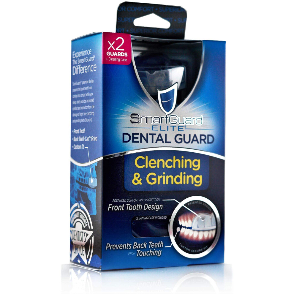 Dental Guard SMARTGUARD ELITE (2 Guards 1 Travel case) Front tooth Custom Anti Teeth Grinding Night Guard for Clenching - Dentist Designed - Bruxing S