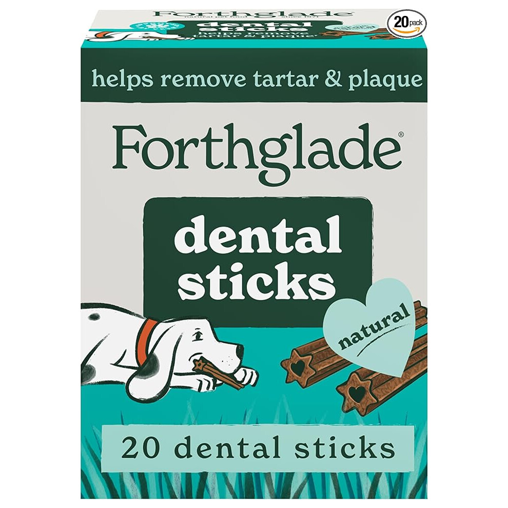 Forthglade Natural Dog Dental Sticks Plant Based & Grain Free Dental Chews - 20 Sticks (4 x 170g), packaging may vary