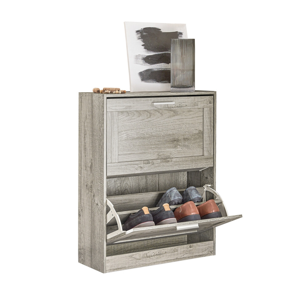 SoBuy FSR137-HG, 2 Drawers Shoe Cabinet Shoe Rack Vintage Grey