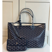 (Blue) Women's Pu Leather Tote Bag Large Capacity Shoulder Bag Medium