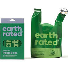 Earth Rated Dog Poo Bags with Handles, Easy Tie, Lavender Scented, 120 Handle Bags