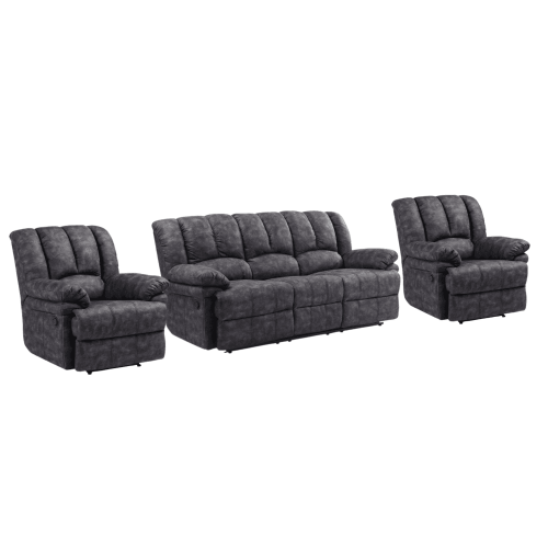 Torino Grey Fabric 3 +1+1 Seater Recliner Sofa Set 1