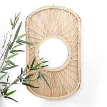 Bamboo Wooden Mirror Rattan Wicker Weave Large Boho Retro Wall Mirror