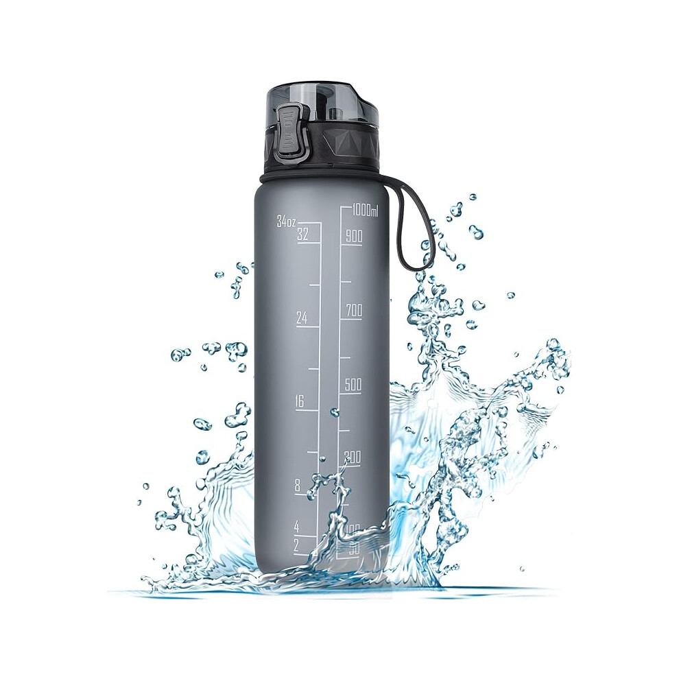 FULDENT Sports Water Bottle 1L  Leakproof Design Water Bottle BPA Free Tritan Plastic Drinking Bottle for Teenager Sports Fitness Cycling School