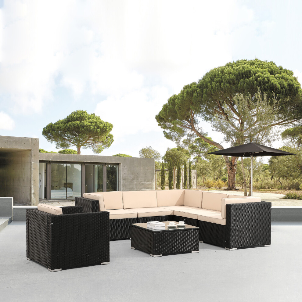 AREBOS Polyrattan garden furniture garden set lounge set seating group black Porto