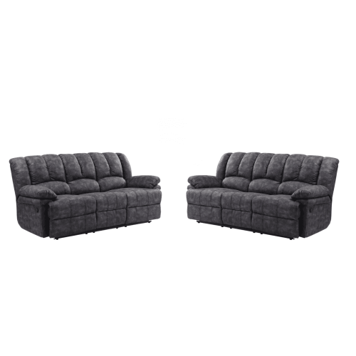 Torino Grey Fabric 3+3 Recliner Sofa Set 1