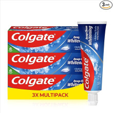 Colgate Deep Clean Whitening Toothpaste, 3 x 75 ml | Helps remove stains | Removes plaque | Clinically proven | Fights cavity