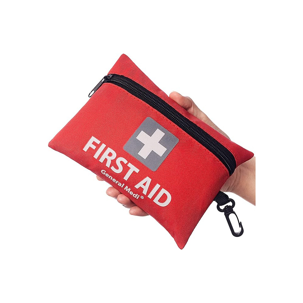 General Medi Mini First Aid Kit 92 Pieces Small First Aid Kit include Emergency Foil Blanket Scissors for Travel Home Office Vehicle Camping Workplace