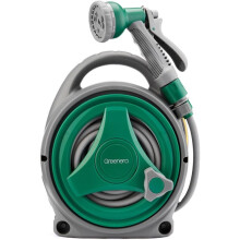 14M Garden Hose Reel Compact Portable Water Pipe 7 Adjustable Spray Gun Nozzles