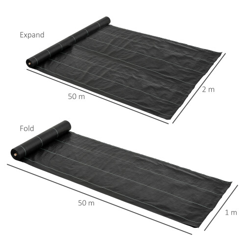 Outsunny Outsunny 2x50m Weed Barrier Fabric Durable Convenient Design Weed Block Mat 1