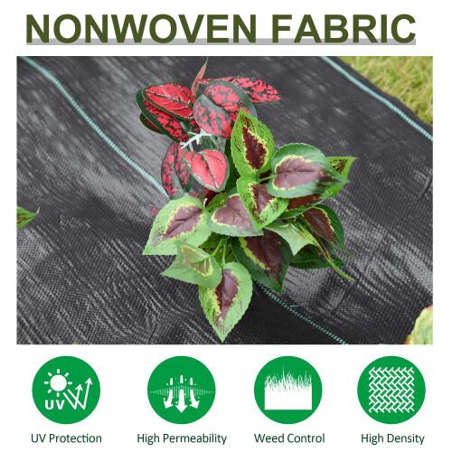 Outsunny Outsunny 2x50m Weed Barrier Fabric Durable Convenient Design Weed Block Mat 2
