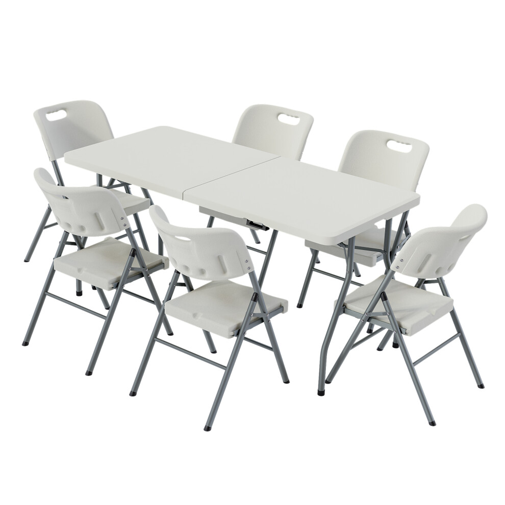 (6 Chairs) Indoor Outdoor Folding Table 5ft & Folding Chairs