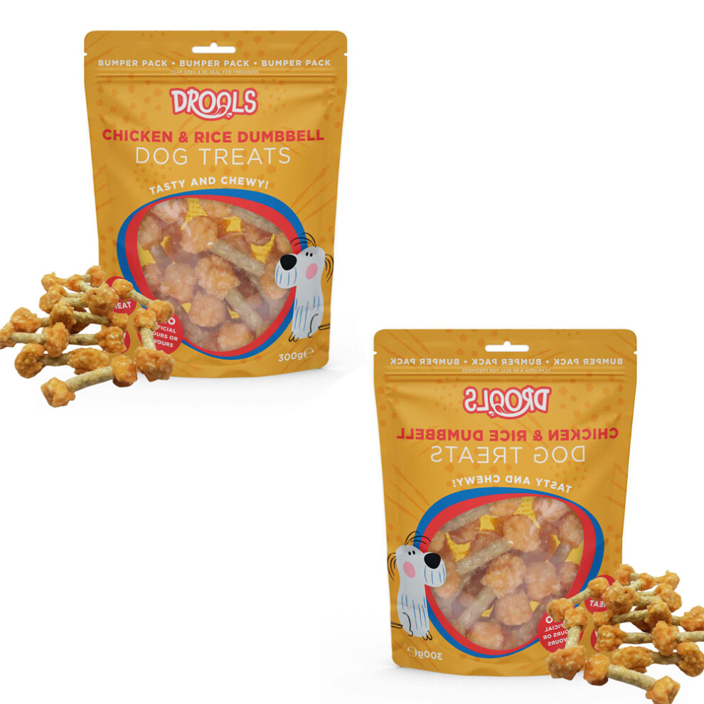 Pack of 2 Drools Jumbo Pack 300g Chicken & Rice Dumbbell Pet Dog Treats