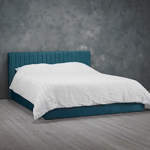 Berlin Teal Double Bed Velvet Design with Ottoman Storage(2 Pack) 1