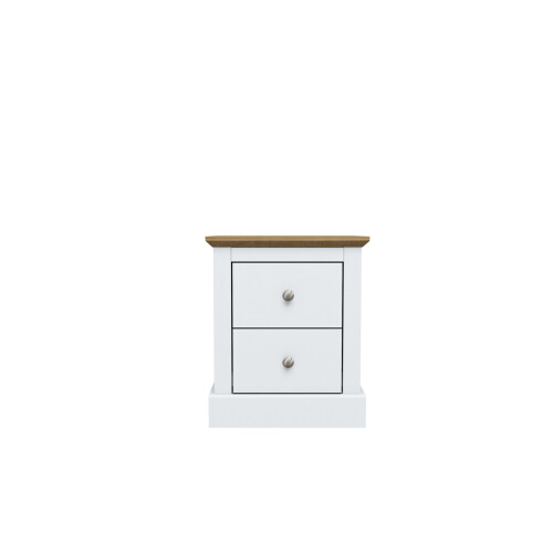 DEVON WHITE 2 DRAWER BEDSIDE CABINET