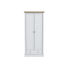 Devon White 2-Door Wardrobe - Classic Elegance with Spacious Storage