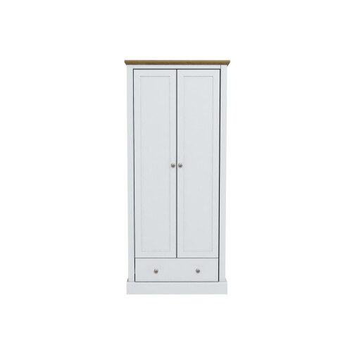 Devon White 2-Door Wardrobe - Classic Elegance with Spacious Storage