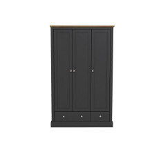 Devon Charcoal 3-Door 2-Drawer Wardrobe - Timeless Storage