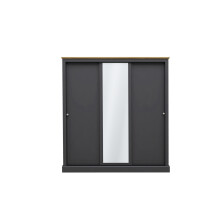 Devon Charcoal 3-Door Sliding Wardrobe - Spacious Elegance