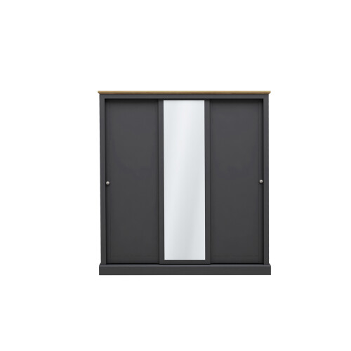 Devon Charcoal 3-Door Sliding Wardrobe - Spacious Elegance
