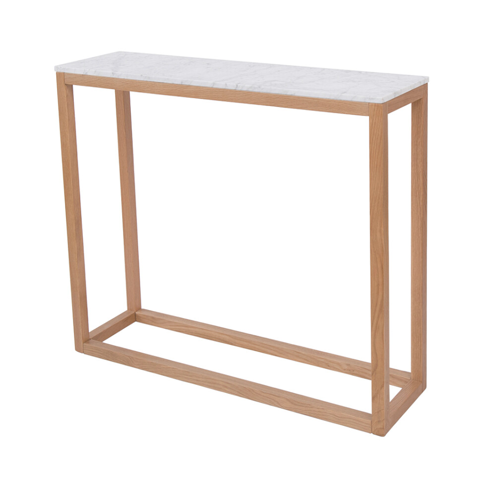 Harlow Oak & White Marble Console Table - Contemporary Elegance
