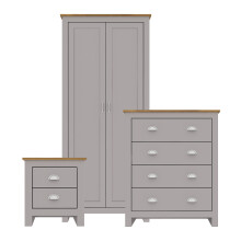 Lancaster 3-Piece Bedroom Set - Classic Grey & Oak Elegance