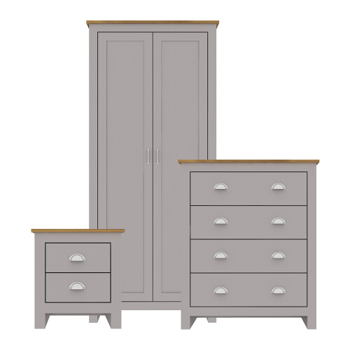 Lancaster 3-Piece Bedroom Set - Classic Grey & Oak Elegance