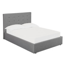 Lucca Grey Fabric Kingsize Bed - Classic with Button-Detail Headboard