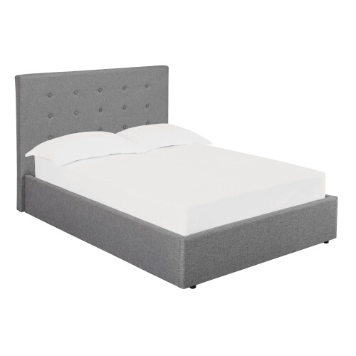 Lucca Grey Fabric Kingsize Bed - Classic with Button-Detail Headboard