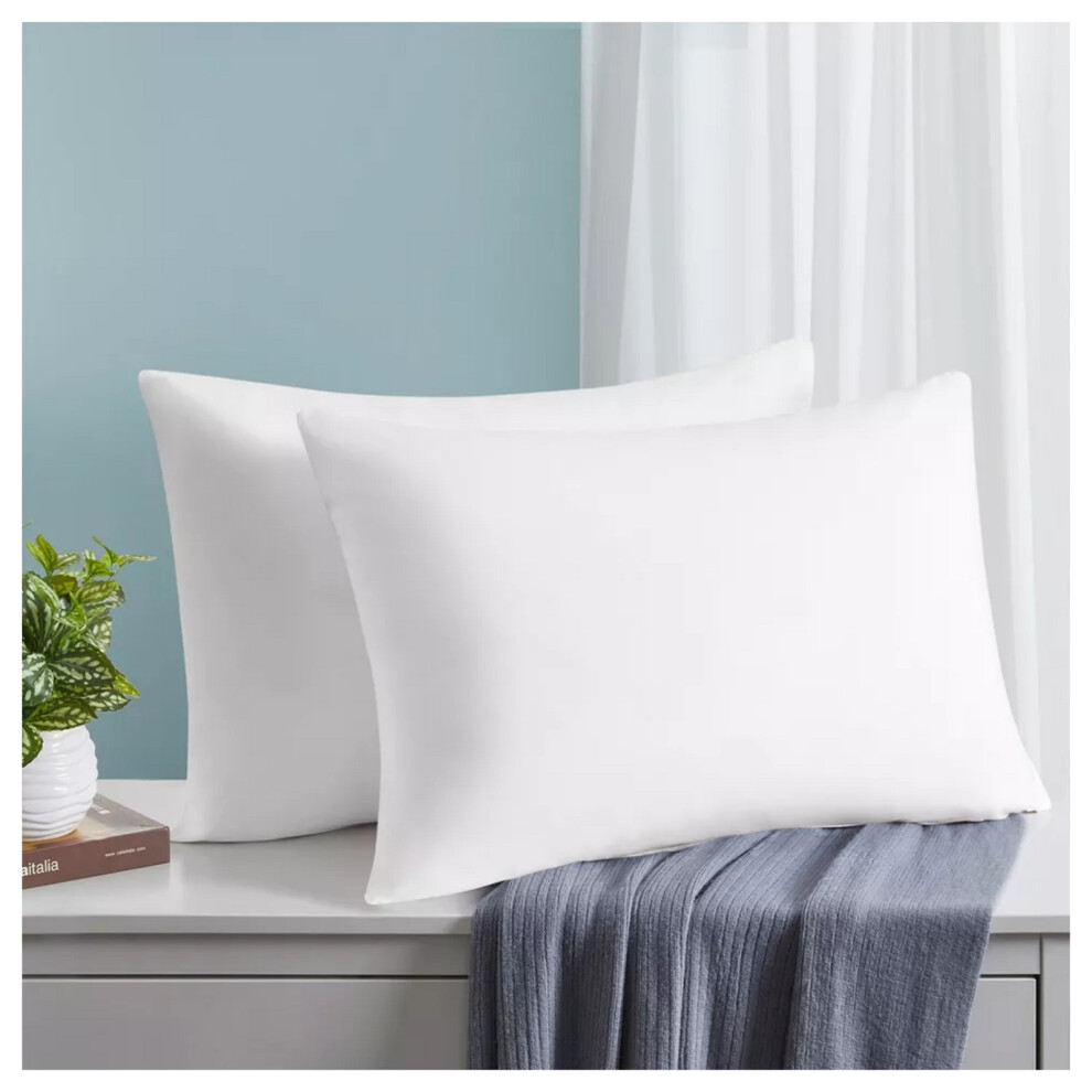 (Plain White Pillowcase Pair (50x75 cm)) Terry Mattress Protector Waterproof Bed Cover 30cm