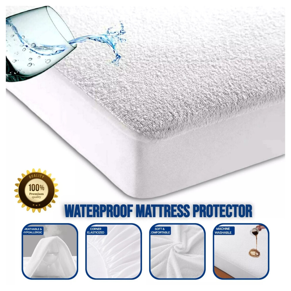 (Double Mattress Protector) Waterproof Matress Protector Terry Towel Bed Cover