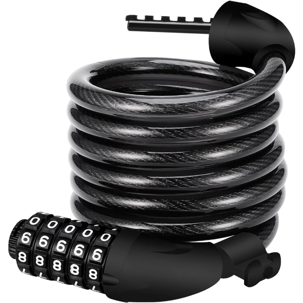 REHKITTZ Bicycle Locker Combination 5 Digit 120cm/12mm Long Cycle Chain Cable Locks High Security for E-Bike Mountain Outdoor Ski Gate Accessories
