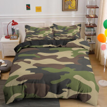 (Style 03, Single(135X200CM/2PCS)) Camouflage Kids Bedding Single Double Duvet Cover