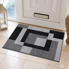 (40 X 60 cm, Milo Black Grey) Luxury Printed Rugs Large Runner Rug & Door Mats