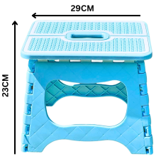 (Blue, Medium) ProTech Folding Step Stool Non-Slip Foldable Footstool for Toddlers Children & Adults Portable, Plastic Footstep Carrying Handle for Indoor or Outdoor