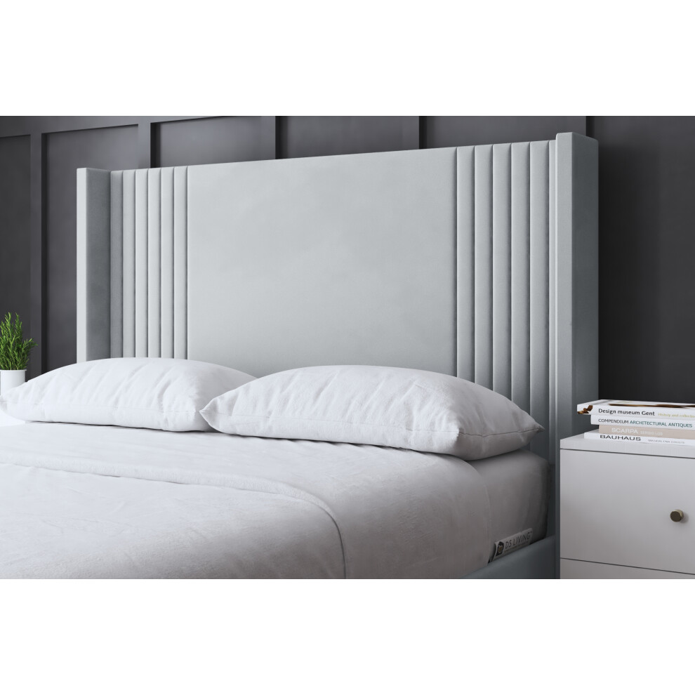 Ds Living (Super King, Silver) Elara Winged Paneled Upholstered Bed With Ottoman