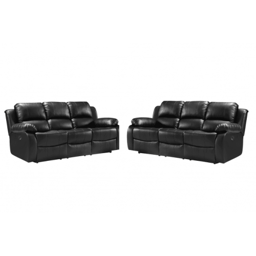 Valencia Black Leather Recliner 3+3 Seater Sofa Set 1