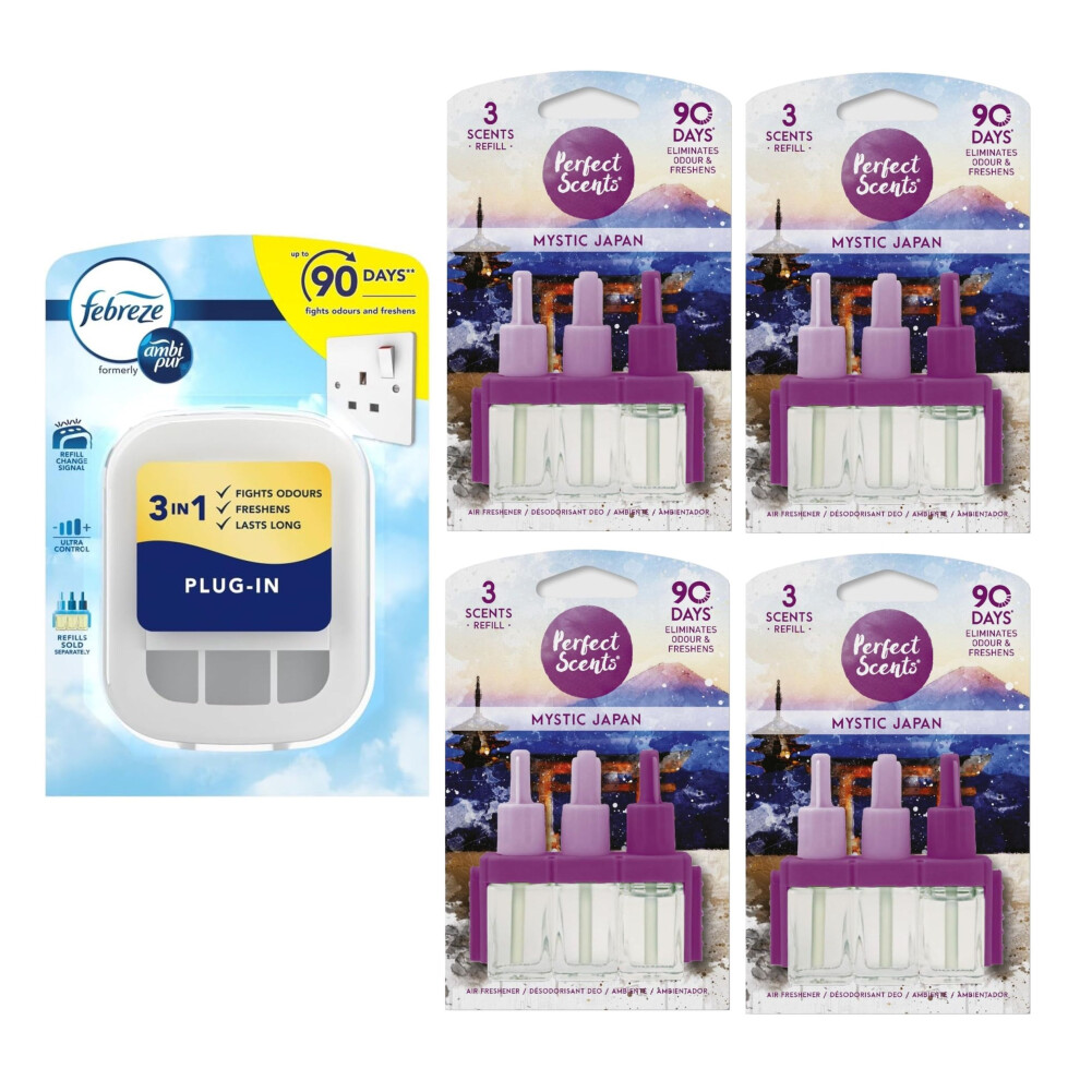 Plugin Airfreshener and 4 Refills 3Volution Perfect Scent Mystic Japan