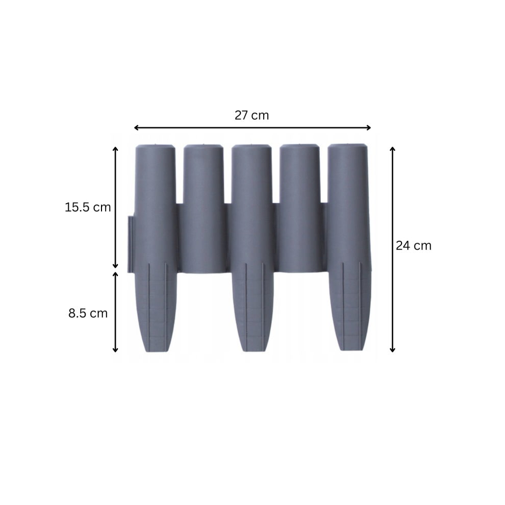 (Grey) Palisade Lawn Flower Bed Edging 2.7m (8.8 Feet)