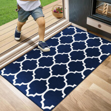 (60 X 110 cm, Ava Navy) Luxury Printed Rugs Large Runner Rug & Door Mats