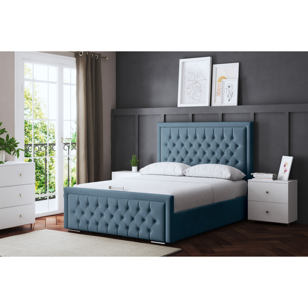 (Small Single , Blue) Allegra Upholstered Bed