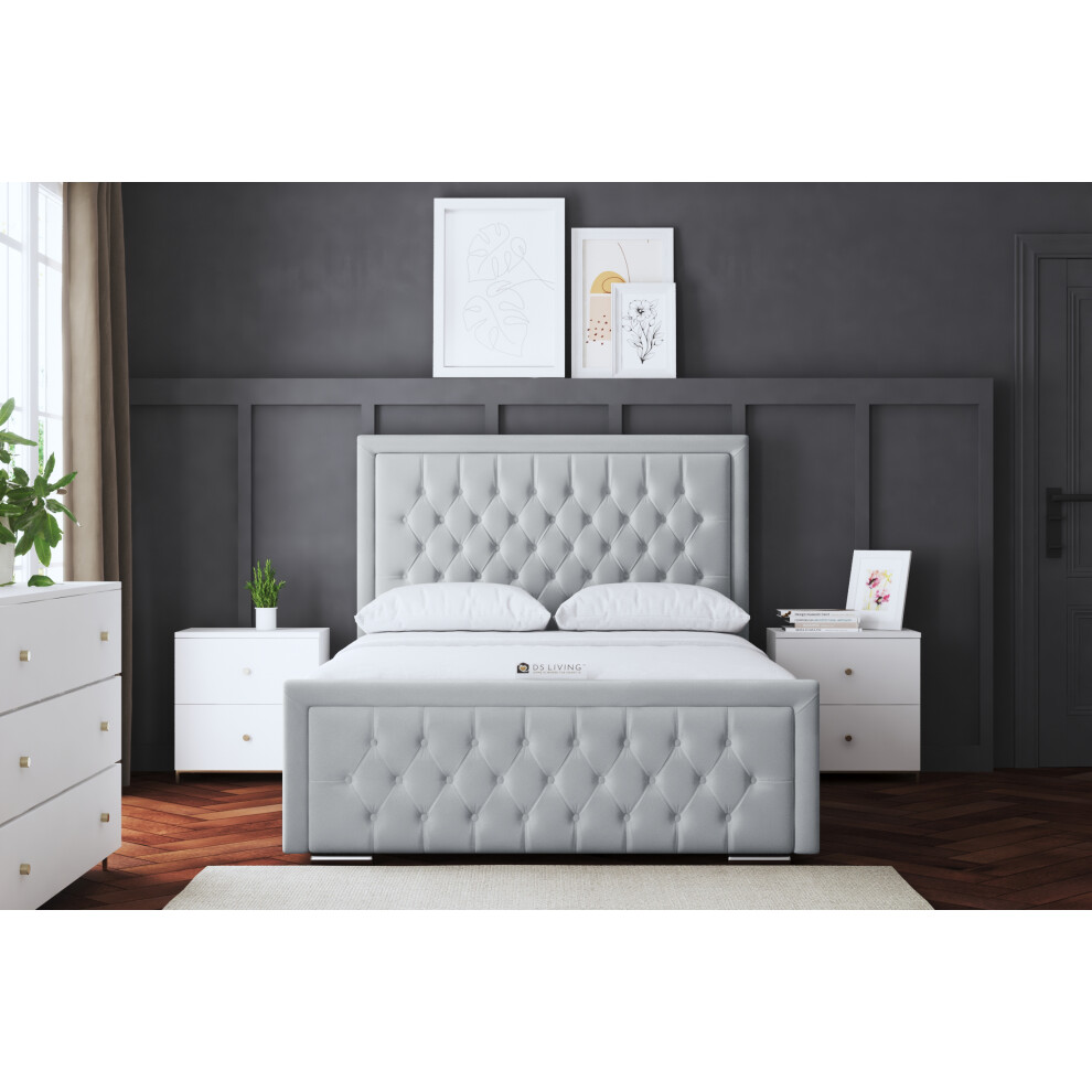 (Single, Silver) Allegra Upholstered Bed