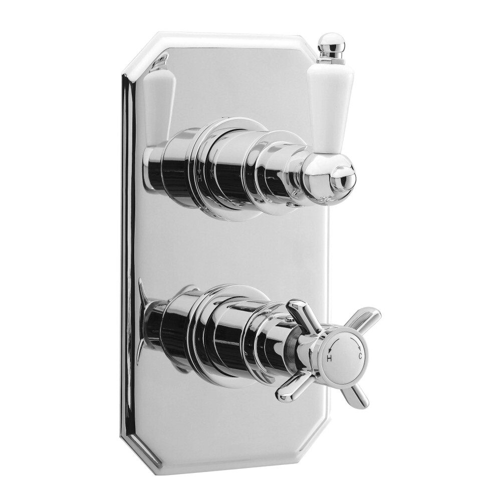 Traditional Concealed Twin Thermostatic Shower Valve (1 Outlet) - Chrome - Balterley