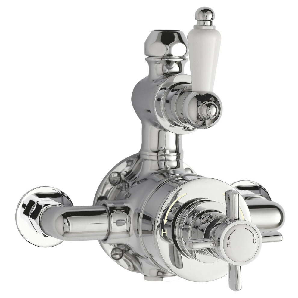 Traditional Exposed Twin Thermostatic Shower Valve, 1 Outlet, Chrome Finish - Luxury Bathroom Fittings by Balterley